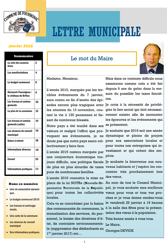 Lettres communales janvier 2016