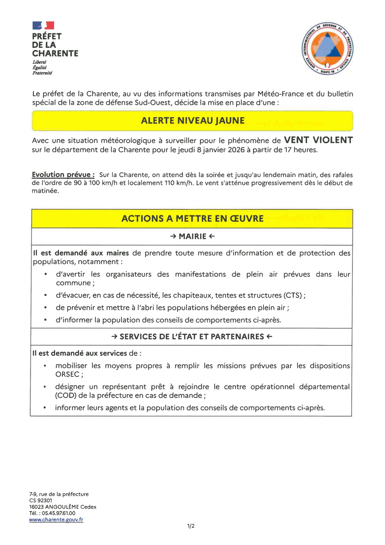 ALERTE VENTS VIOLENTS