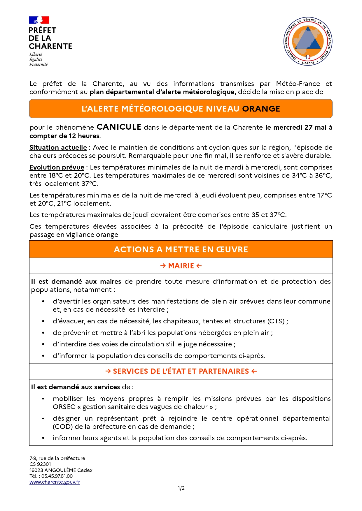 ALERTE CANICULE