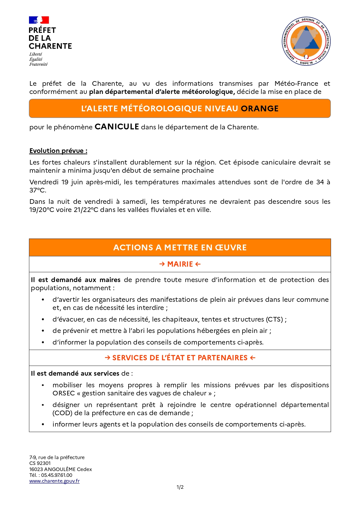 ALERTE CANICULE